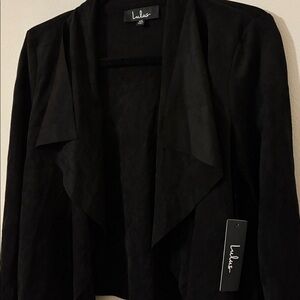 Lulu's Black Faux Suede Drape Cardigan